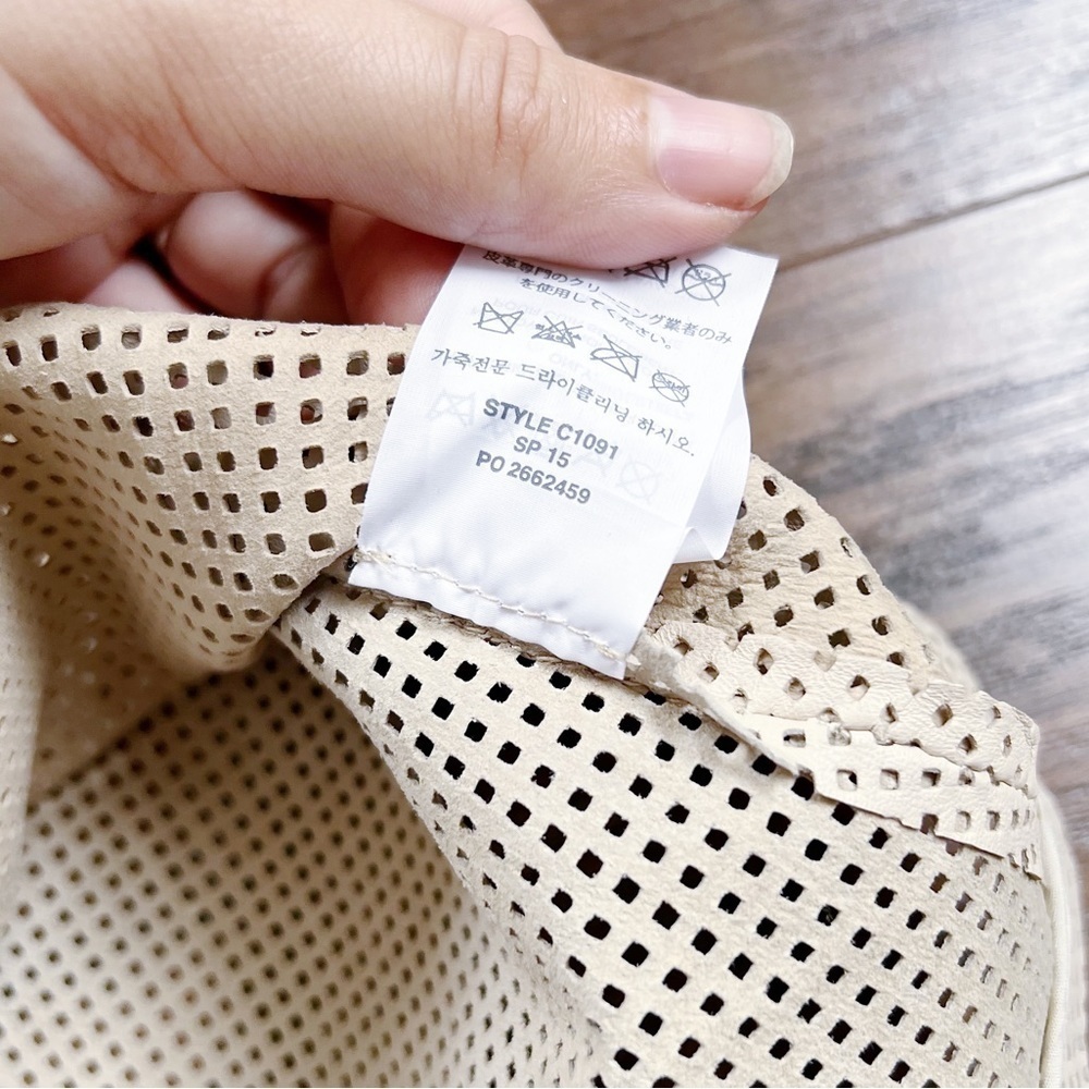 J Crew Collection • Perforated Leather Midi Dress fit & flare Sweet Vanilla ecru - Picture 13 of 16